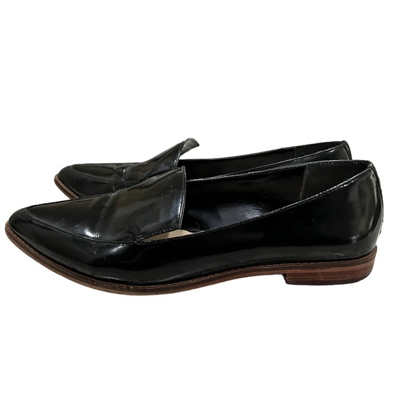 Sole Society 7 Beau Black Leather Point Toe Slip On Loafer Flat - Picture 1 of 7